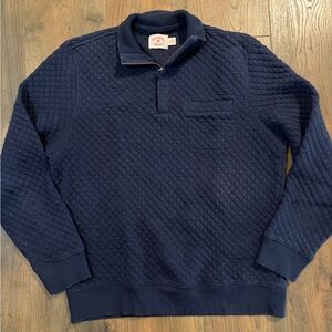 Brooks Brothers Red Fleece Navy Quilted Pullover Quarter Zip Sweater